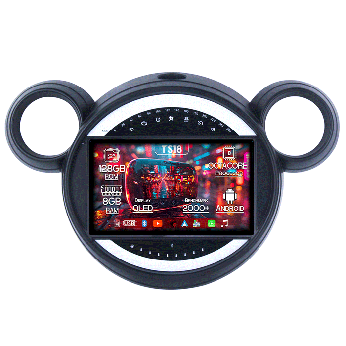 Navigatie dedicata Mini Cooper Countryman 2007-2014, 8GB RAM 128GB ROM, Octacore, Platforma TS18, Android 14, Display QLED 9”, Suporta camera 360º, DSP, Carplay&Android Auto, SIM 4G, Ventilator Activ [1]