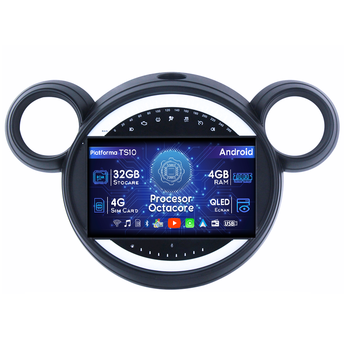 Navigatie dedicata Mini Cooper Countryman 2007-2014, 4GB RAM 32GB ROM, Octacore, Android 14, Display QLED 1K 9", DSP, Carplay&Android Auto, SIM 4G, Bluetooth, Ventilator Activ [1]