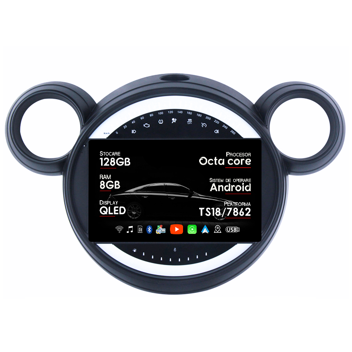 Navigatie dedicata Mini Cooper Countryman 2007-2014, 8GB RAM 128GB ROM, Octacore, Platforma TS18, Android 14, Display QLED 9", Suporta camera 360", DSP, Carplay&Android Auto, SIM 4G, Ventilator Act [6]