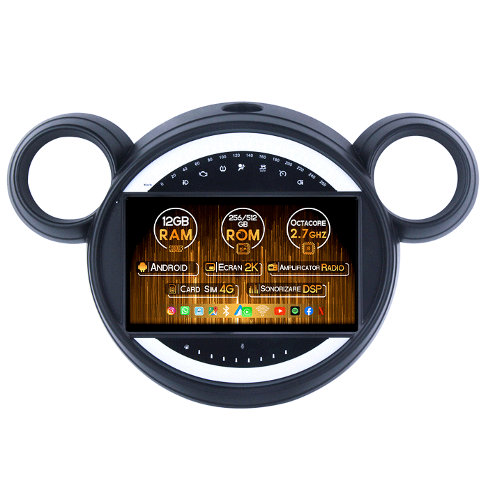 Navigatie dedicata Mini Cooper Countryman 2007-2014, 12GB RAM 256GB ROM, Android 13, Rezolutie 2K, Display QLED 9", DSP, Carplay&Android Auto, SIM 4G, Ventilator Activ, Suport Camere 360 [1]