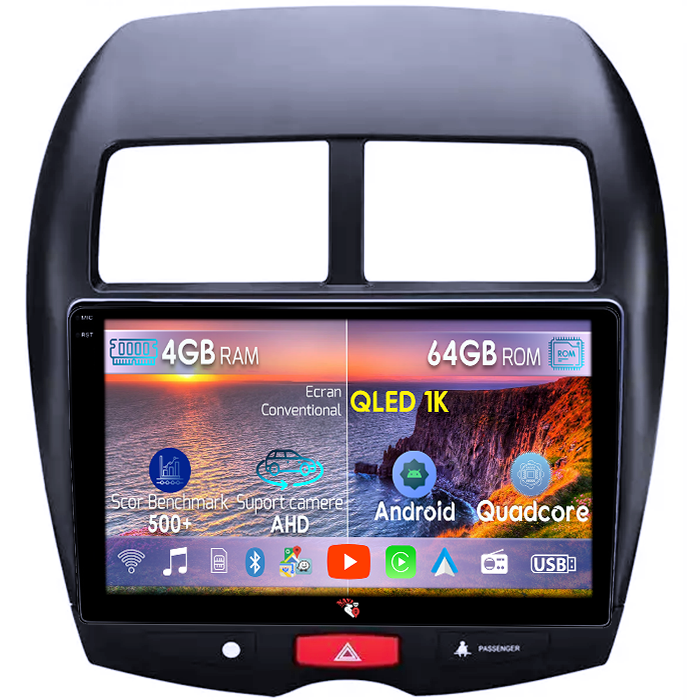 Navigatie dedicata Mitsubishi ASX 2010-2019, 4GB RAM 64GB ROM, Octacore, Android 14, Display QLED 1K 10", Carplay&Android Auto, SIM 4G, Ventilator Activ [1]