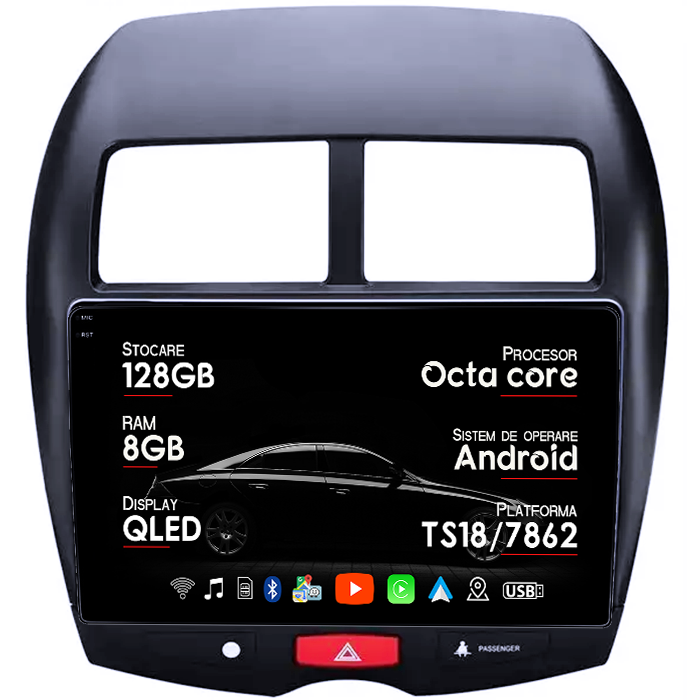 Navigatie dedicata Mitsubishi ASX 2010-2019, 8GB RAM 128GB ROM, Octacore, Platforma TS18, Android 14, Display QLED 10", Suporta camera 360", DSP, Carplay&Android Auto, SIM 4G, Ventilator Activ [1]