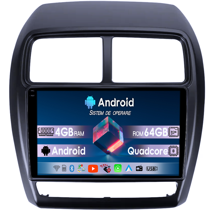 Navigatie dedicata Mitsubishi ASX 2016-2022, 4GB RAM 64GB ROM, Quad Core, Display 9" QLED 1K, Carplay, Android 14, Bluetooth, Magazin Play, Suport Camere AHD [1]