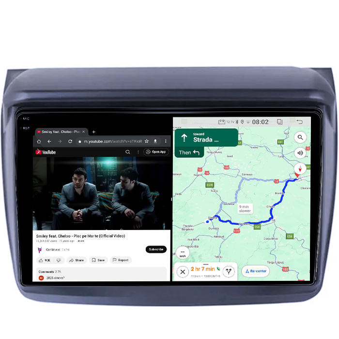 Navigatie dedicata Mitsubishi L200 2008-2016, 12GB RAM 256GB ROM, Android 14, Rezolutie 2K, Display QLED, 9", DSP, Carplay, Android Auto, Internet, Youtube, Waze, Wi Fi, USB [4]