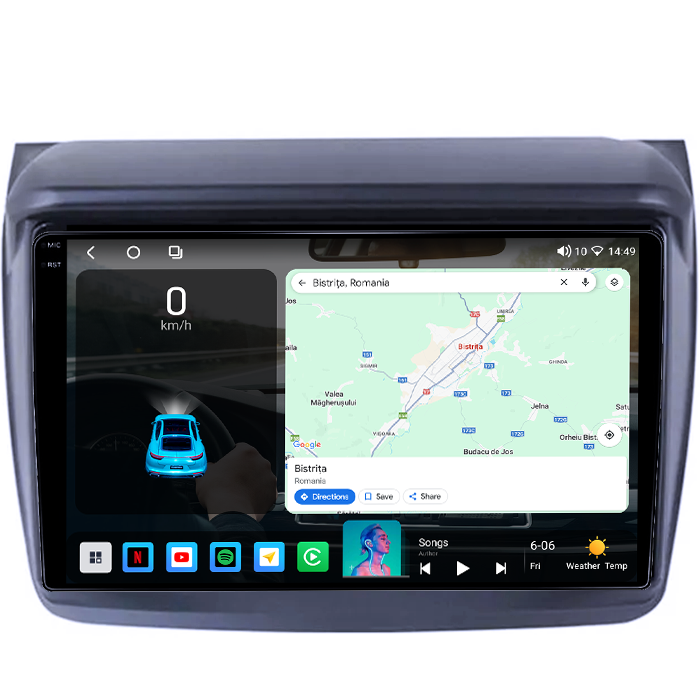 Navigatie dedicata Mitsubishi L200 2008-2016, 4GB RAM 64GB ROM, Octacore, Android 14, Display QLED 1K 9", Carplay&Android Auto, SIM 4G, Ventilator Activ [2]