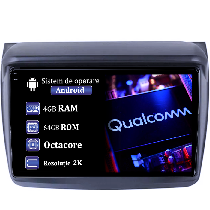 Navigatie dedicata Mitsubishi L200 2008-2016, 4GB RAM 64GB ROM, Procesor Qualcomm Octacore, Android 14, Rezolutie 2K, Display QLED 9", DSP, Carplay&Android Auto, SIM 4G [1]