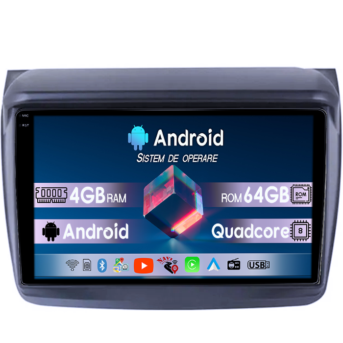 Navigatie dedicata Mitsubishi L200 2008-2016, 4GB RAM 64GB ROM, Quad Core, Display 9" QLED 1K, Carplay, Android 14, Bluetooth, Magazin Play, Suport Camere AHD [1]