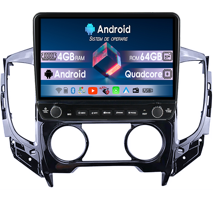 Navigatie dedicata Mitsubishi L200 2015-2019 Tesla cu butoane rotative model 2024, 4GB RAM 64GB ROM, Procesor Quadcore, Android 14, Display QLED 10", DSP, Carplay&Android Auto [1]