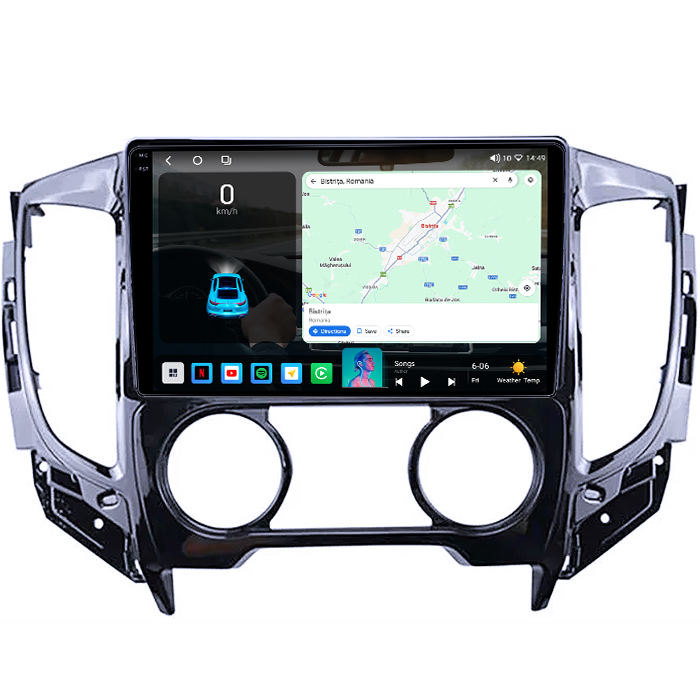 Navigatie dedicata Mitsubishi L200 2015-2019, 4GB RAM 64GB ROM, Octacore, Android 14, Display QLED 1K 9", Carplay&Android Auto, SIM 4G, Ventilator Activ [2]