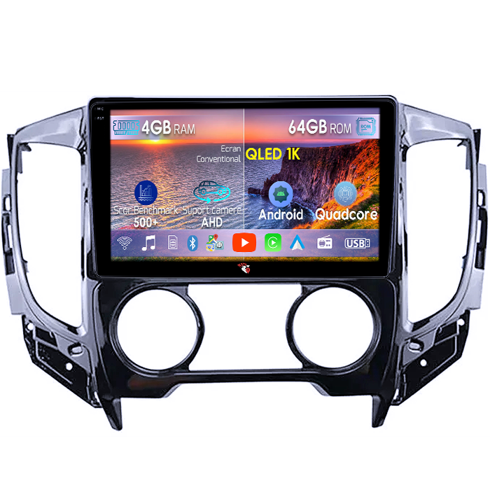 Navigatie dedicata Mitsubishi L200 2015-2019, 4GB RAM 64GB ROM, Octacore, Android 14, Display QLED 1K 9", Carplay&Android Auto, SIM 4G, Ventilator Activ [1]