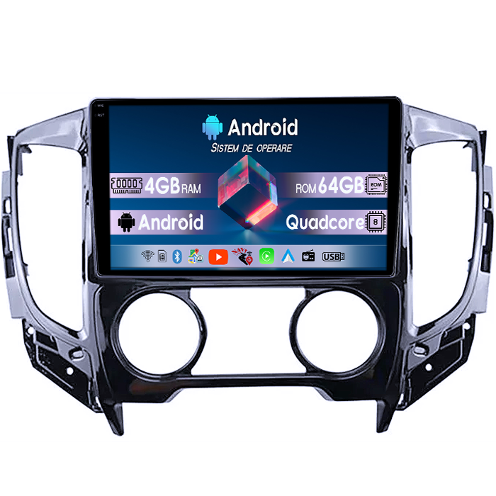 Navigatie dedicata Mitsubishi L200 2015-2019, 4GB RAM 64GB ROM, Quad Core, Display 9" QLED 1K, Carplay, Android 14, Bluetooth, Magazin Play, Suport Camere AHD [1]