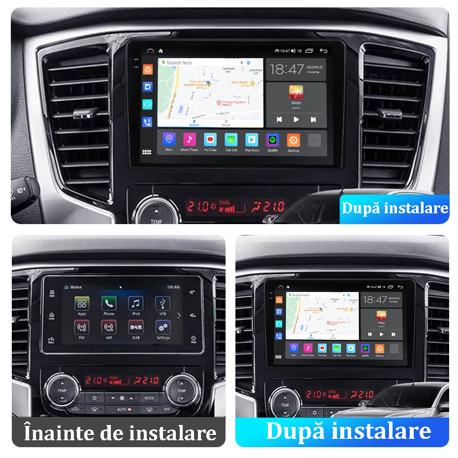 Navigatie dedicata Mitsubishi L200 2018-2020, 4GB RAM 64GB ROM, Quad Core, Display 9" QLED 1K, Carplay, Android 14, Bluetooth, Magazin Play, Suport Camere AHD [2]
