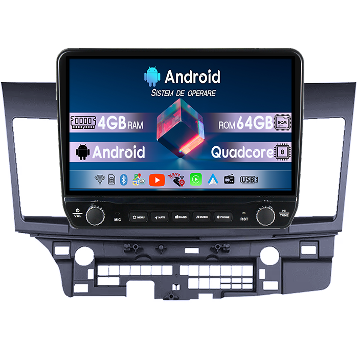 Navigatie dedicata Mitsubishi Lancer 2007-2012 Tesla cu butoane rotative model 2024, 4GB RAM 64GB ROM, Procesor Quadcore, Android 14, Display QLED 10", DSP, Carplay&Android Auto [1]