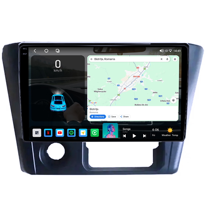 Navigatie dedicata Mitsubishi Lancer 2006, 4GB RAM 64GB ROM, Octacore, Android 14, Display QLED 1K 9", Carplay&Android Auto, SIM 4G, Ventilator Activ [2]