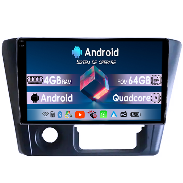 Navigatie dedicata Mitsubishi Lancer 2006, 4GB RAM 64GB ROM, Quad Core, Display 9" QLED 1K, Carplay, Android 14, Bluetooth, Magazin Play, Suport Camere AHD [1]