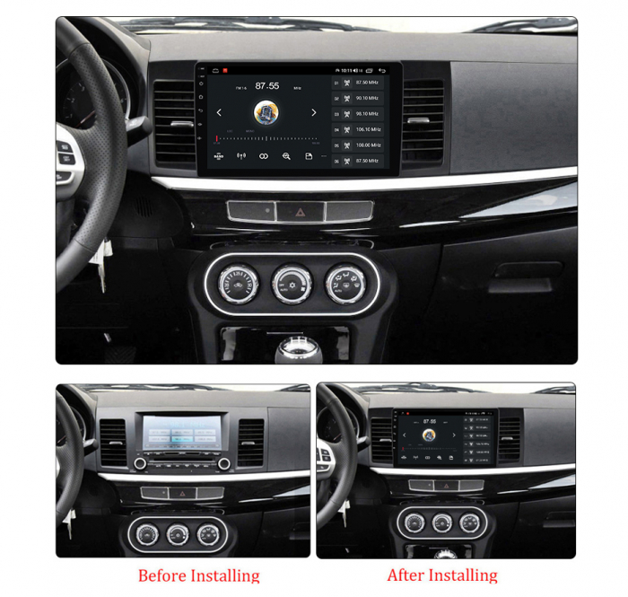 Navigatie dedicata Mitsubishi Lancer 2007-2012, 4 GB RAM 32 ROM, Android 13, Display QLED, 10", DSP, Carplay, Android Auto, Internet, Youtube , Waze , WI-FI , USB , Bluetooth [7]