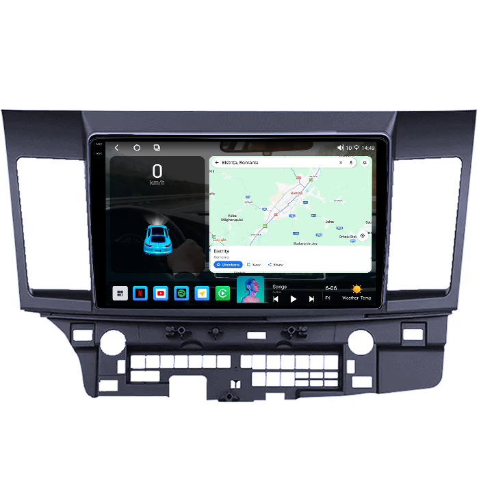 Navigatie dedicata Mitsubishi Lancer 2007-2012, 4GB RAM 64GB ROM, Octacore, Android 14, Display QLED 1K 9", Carplay&Android Auto, SIM 4G, Ventilator Activ [2]