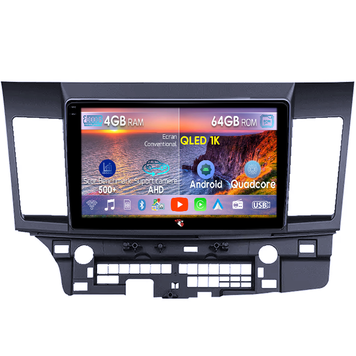 Navigatie dedicata Mitsubishi Lancer 2007-2012, 4GB RAM 64GB ROM, Octacore, Android 14, Display QLED 1K 9", Carplay&Android Auto, SIM 4G, Ventilator Activ [1]
