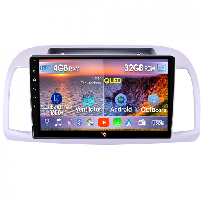 Navigatie dedicata Nissan Micra 2002-2020, 4GB RAM 32GB ROM, Octacore, Android 14, Display QLED 9", DSP, Carplay&Android Auto, SIM 4G, Bluetooth, Ventilator Activ [1]