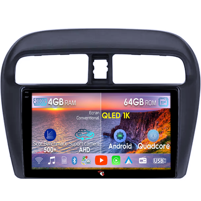 Navigatie dedicata Mitsubishi Mirage Attrage 2012-2018, 4GB RAM 64GB ROM, Octacore, Android 14, Display QLED 1K 9", Carplay&Android Auto, SIM 4G, Ventilator Activ [1]