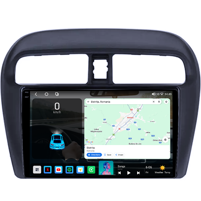 Navigatie dedicata Mitsubishi Mirage Attrage 2012-2018, 4GB RAM 64GB ROM, Octacore, Android 14, Display QLED 1K 9", Carplay&Android Auto, SIM 4G, Ventilator Activ [2]