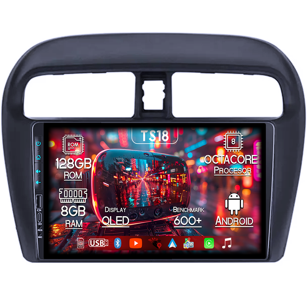 Navigatie dedicata Mitsubishi Mirage Attrage 2012-2018, USB&Butoane fizice frontale, Platforma TS18, 9 Inch, 8GB RAM 128GB ROM, Octacore, Android 14, Android Auto&Carplay [1]