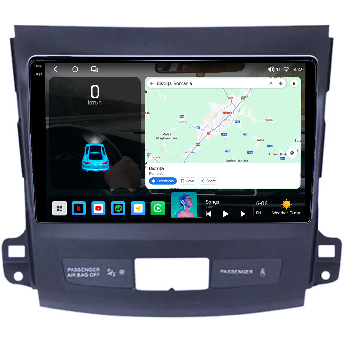 Navigatie dedicata Mitsubishi Outlander 2005-2011, 4GB RAM 64GB ROM, Octacore, Android 14, Display QLED 1K 9", Carplay&Android Auto, SIM 4G, Ventilator Activ [2]