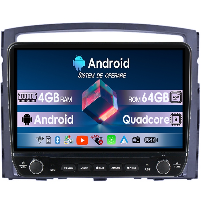 Navigatie dedicata Mitsubishi Pajero 2006-2014 Tesla cu butoane rotative model 2024, 4GB RAM 64GB ROM, Procesor Quadcore, Android 14, Display QLED 10", DSP, Carplay&Android Auto [1]