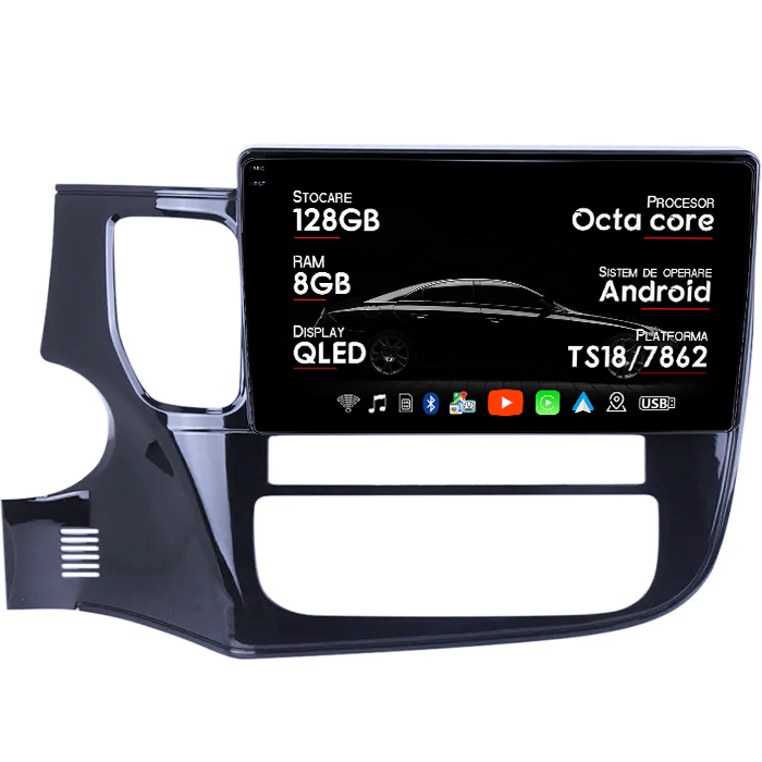 Navigatie dedicata Mitsubishi Outlander 2015-2017, 8GB RAM 128GB ROM, Octacore, Platforma TS18, Android 14, Display QLED 9", Suporta camera 360", DSP, Carplay&Android Auto, SIM 4G, Ventilator Activ [1]