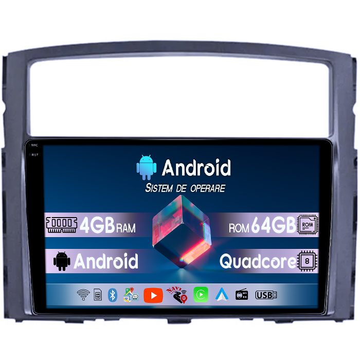 Navigatie dedicata Mitsubishi Pajero 2006-2012, 4GB RAM 64GB ROM, Quadcore, Android 14, Display QLED 1K, 9", DSP, Carplay&Android Auto, , Suport Camere AHD [1]
