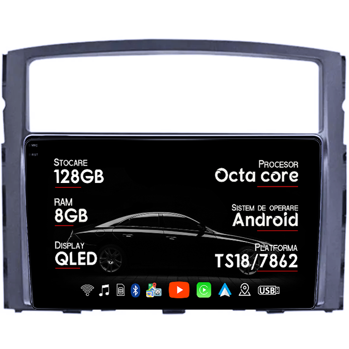 Navigatie dedicata Mitsubishi Pajero 2006-2012, 8GB RAM 128GB ROM, Octacore, Platforma TS18, Android 14, Display QLED 9", Suporta camera 360", DSP, Carplay&Android Auto, SIM 4G, Ventilator Activ [1]
