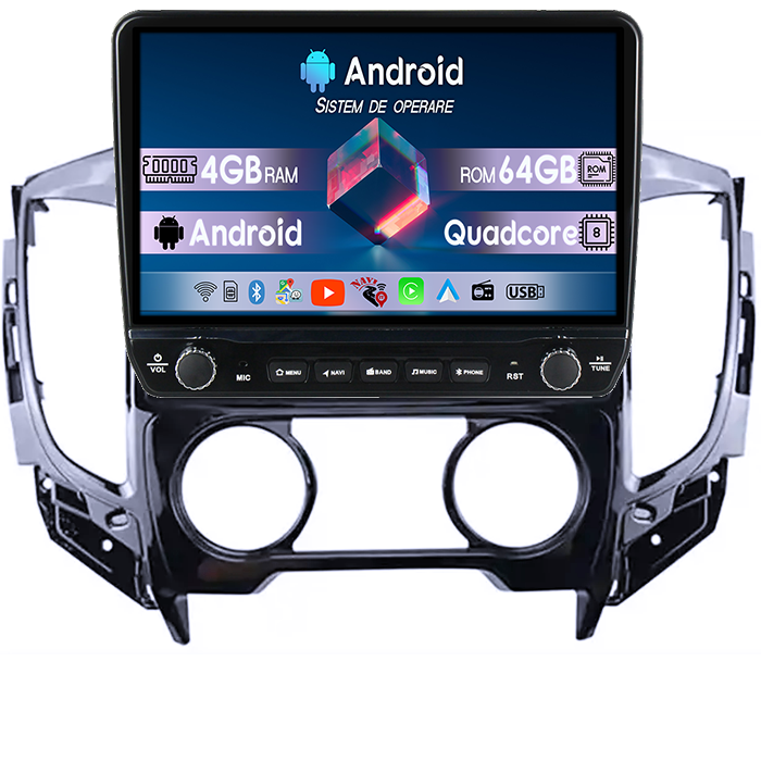 Navigatie dedicata Mitsubishi Triton 2015 Tesla cu butoane rotative model 2024, 4GB RAM 64GB ROM, Procesor Quadcore, Android 14, Display QLED 10", DSP, Carplay&Android Auto [1]