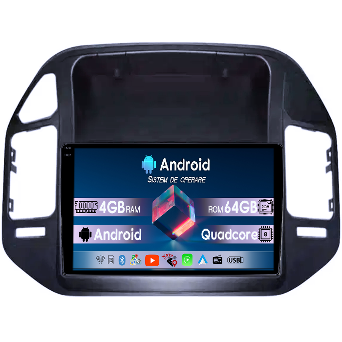 Navigatie dedicata Mitsubishi Pajero V73, 4GB RAM 64GB ROM, Quad Core, Display 9" QLED 1K, Carplay, Android 14, Bluetooth, Magazin Play, Suport Camere AHD [1]