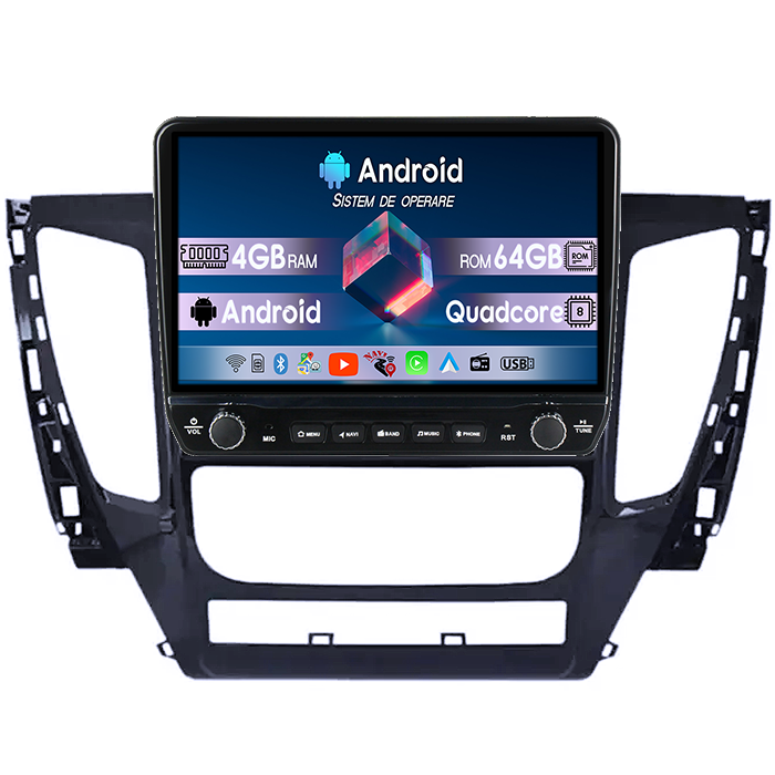 Navigatie dedicata Mitsubishi Pajero 2016-2018 Tesla cu butoane rotative model 2024, 4GB RAM 64GB ROM, Procesor Quadcore, Android 14, Display QLED 10", DSP, Carplay&Android Auto [1]