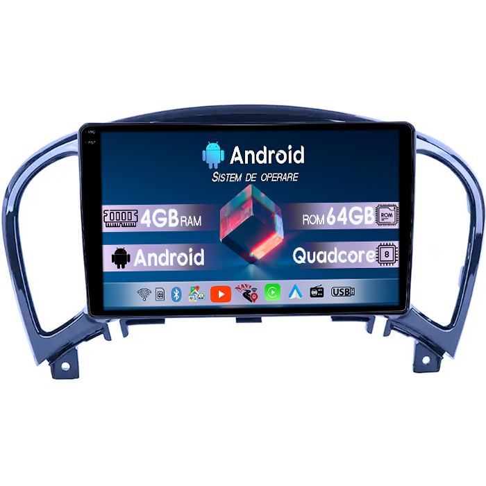 Navigatie dedicata Nissan Juke 2010-2014, 4GB RAM 64GB ROM, Quad Core, Display 9" QLED 1K, Carplay, Android 14, Bluetooth, Magazin Play, Suport Camere AHD [1]