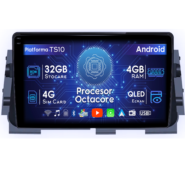 Navigatie dedicata Nissan Kicks Micra P15 2016-2020, 4GB RAM 32GB ROM, Octacore, Android 14, Display QLED 1K 9", DSP, Carplay&Android Auto, SIM 4G, Bluetooth, Ventilator Activ [1]