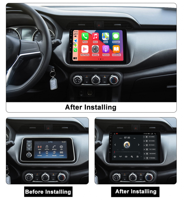 Navigatie dedicata Nissan Kicks Micra P15 2016-2020, 4GB RAM 64GB ROM, Octacore, Android 13, Display QLED 9", DSP, Carplay, Android Auto, Internet, Youtube, Waze, WIFI, Bluetooth [5]