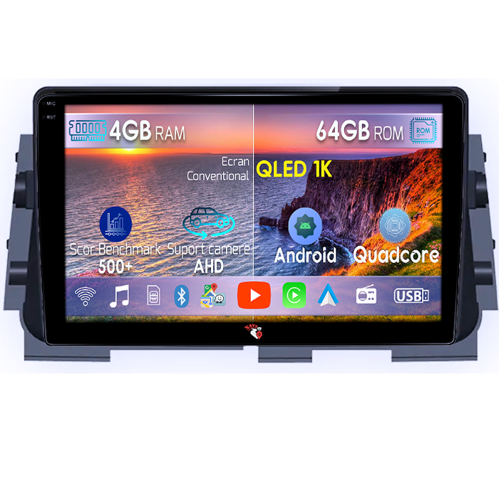Navigatie dedicata Nissan Kicks Micra P15 2016-2020, 4GB RAM 64GB ROM, Octacore, Android 14, Display QLED 1K 9", Carplay&Android Auto, SIM 4G, Ventilator Activ [1]