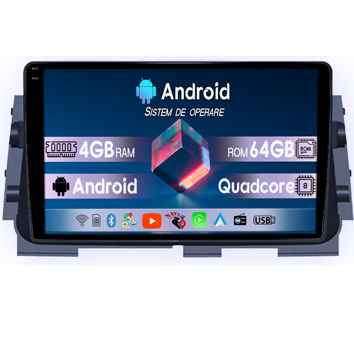 Navigatie dedicata Nissan Kicks Micra P15 2016-2020, 4GB RAM 64GB ROM, Quad Core, Display 9" QLED 1K, Carplay, Android 14, Bluetooth, Magazin Play, Suport Camere AHD [1]