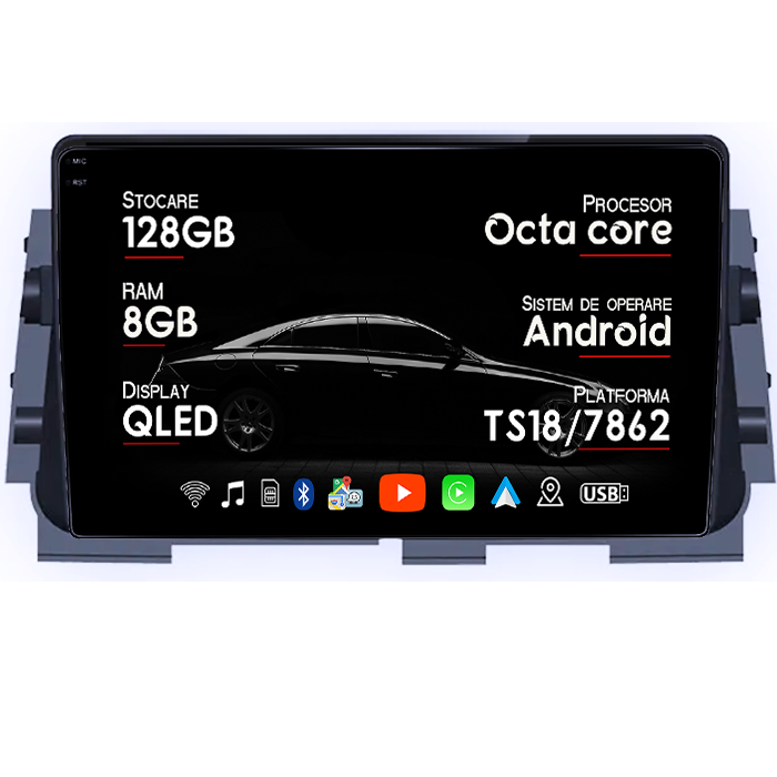 Navigatie dedicata Nissan Kicks Micra P15 2016-2020, 8GB RAM 128GB ROM, Octacore, Platforma TS18, Android 14, Display QLED 9", Suporta camera 360", DSP, Carplay&Android Auto, SIM 4G, Ventilator Act [1]