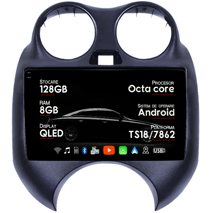 Navigatie dedicata Nissan March 2010-2013 & Micra 2010-2015, 8GB RAM 128GB ROM, Octacore, Platforma TS18, Android 14, Display QLED 9", Suporta camera 360", DSP, Carplay&Android Auto, SIM 4G, Ventil [1]