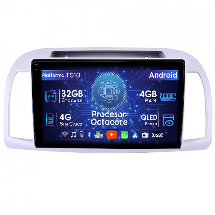 Navigatie dedicata Nissan Micra 2002-2020, 4GB RAM 32GB ROM, Octacore, Android 14, Display QLED 1K 9", DSP, Carplay&Android Auto, SIM 4G, Bluetooth, Ventilator Activ [1]