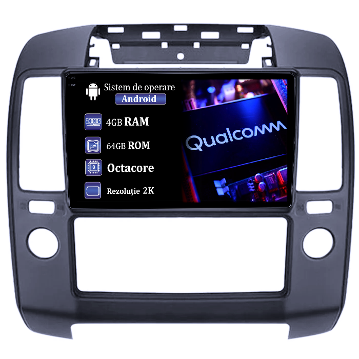 Navigatie dedicata Nissan Navara 2004-2010, 4GB RAM 64GB ROM, Procesor Qualcomm Octacore, Android 14, Rezolutie 2K, Display QLED 9", DSP, Carplay&Android Auto, SIM 4G [1]