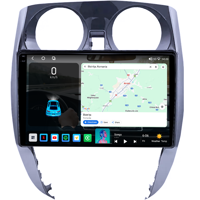 Navigatie dedicata Nissan Note 2012-2019, 4GB RAM 64GB ROM, Octacore, Android 14, Display QLED 1K 9", Carplay&Android Auto, SIM 4G, Ventilator Activ [2]