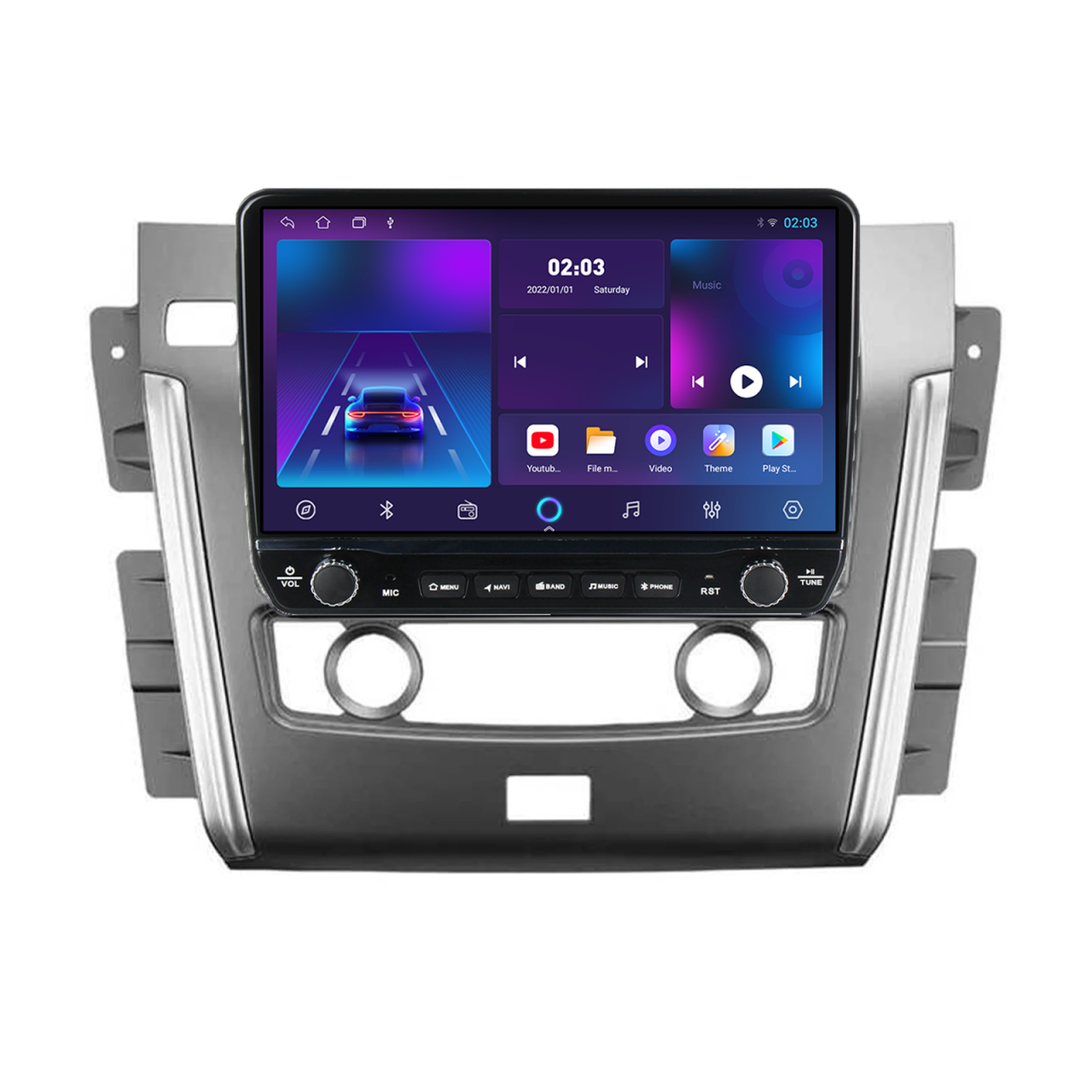 Navigatie dedicata Nissan Patrol 2010- 2020 Tesla Cu Butoane Rotative Model 2024, 4GB RAM 64GB ROM, Procesor Quadcore, Android 14, Display QLED 10", DSP, Carplay&AndroidAuto [2]
