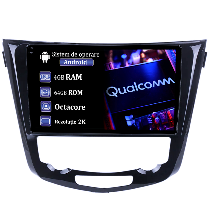 Navigatie dedicata Nissan Qashqai X-trail 2013, 4GB RAM 64GB ROM, Procesor Qualcomm Octacore, Android 14, Rezolutie 2K, Display QLED 9", DSP, Carplay&Android Auto, SIM 4G [1]