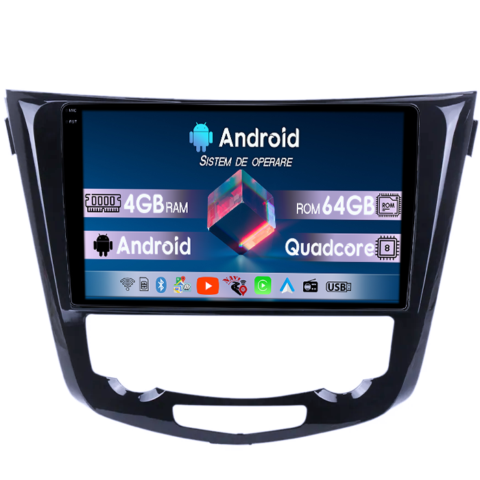 Navigatie dedicata Nissan Qashqai X-trail 2013, 4GB RAM 64GB ROM, Quad Core, Display 9" QLED 1K, Carplay, Android 14, Bluetooth, Magazin Play, Suport Camere AHD [1]