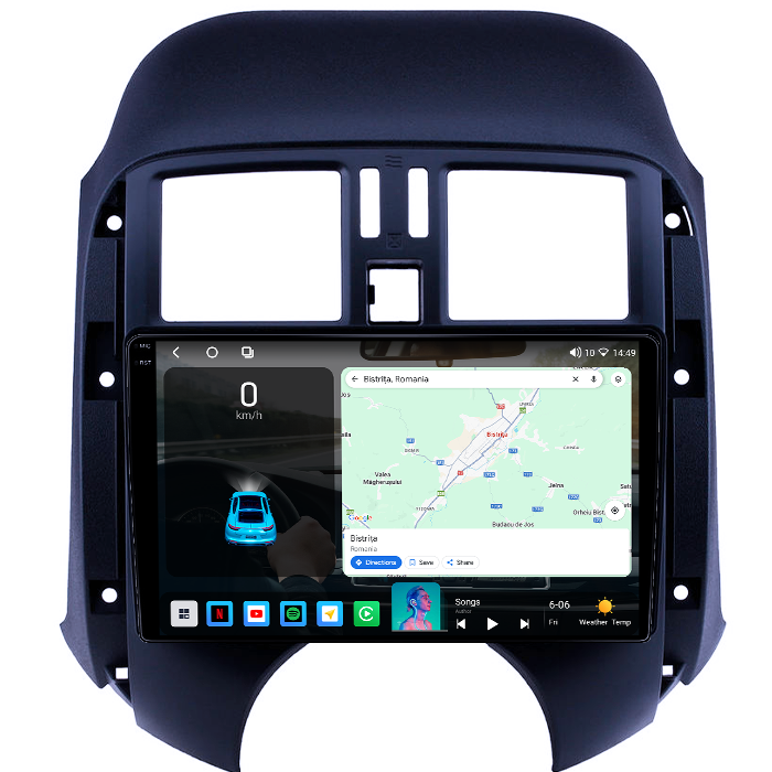 Navigatie dedicata Nissan Sunny 2011, 4GB RAM 64GB ROM, Procesor Qualcomm Octacore, Android 14, Rezolutie 2K, Display QLED 9", DSP, Carplay&Android Auto, SIM 4G [3]