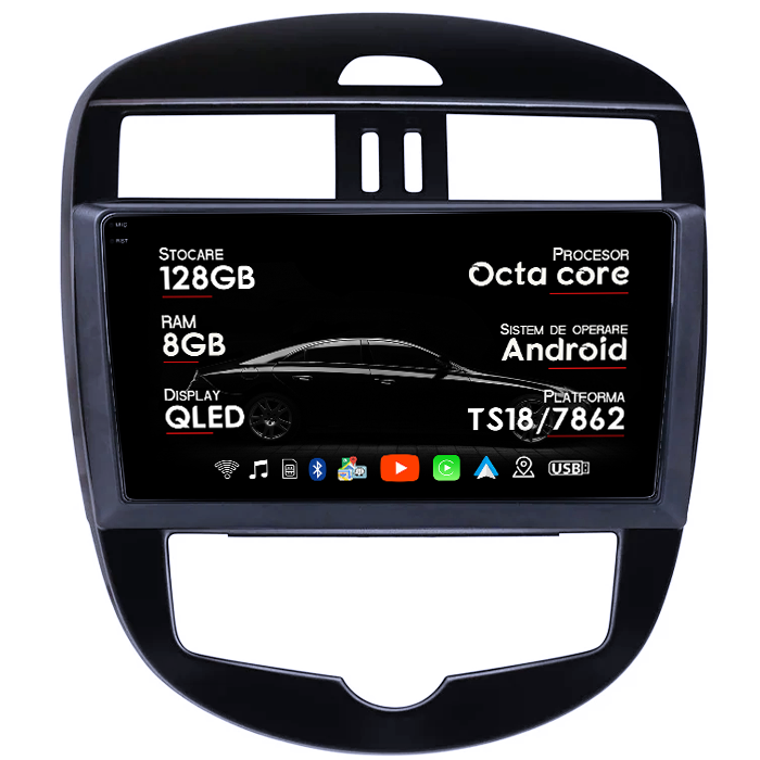 Navigatie dedicata Nissan Tiida 2011-2015, 8GB RAM 128GB ROM, Octacore, Platforma TS18, Android 14, Display QLED 10", Suporta camera 360", DSP, Carplay&Android Auto, SIM 4G, Ventilator Activ [1]
