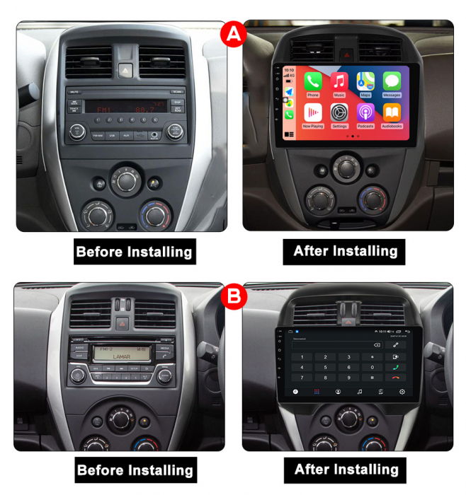 Navigatie dedicata Nissan Versa 2014-2020, 4 GB RAM 32 ROM, Android 13, Display QLED, 10", DSP, Carplay, Android Auto, Internet, Youtube , Waze , WI-FI , USB , Bluetooth [4]